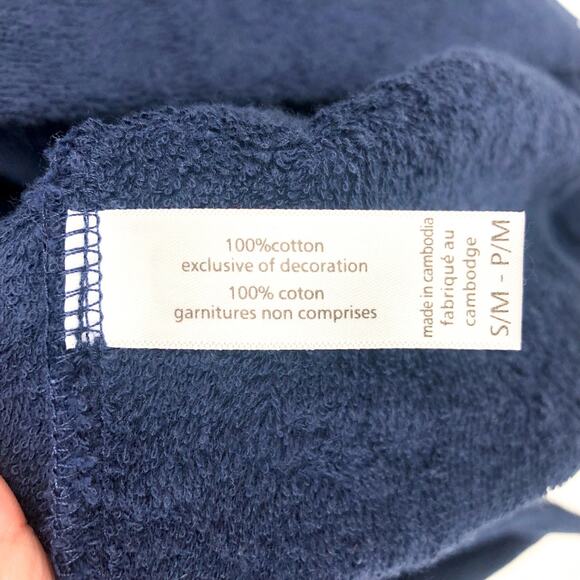 TOMMY BAHAMA Men's Cotton Terry Bath Robe Small Medium Navy Blue Logo Plush NWT - Picture 9 of 10